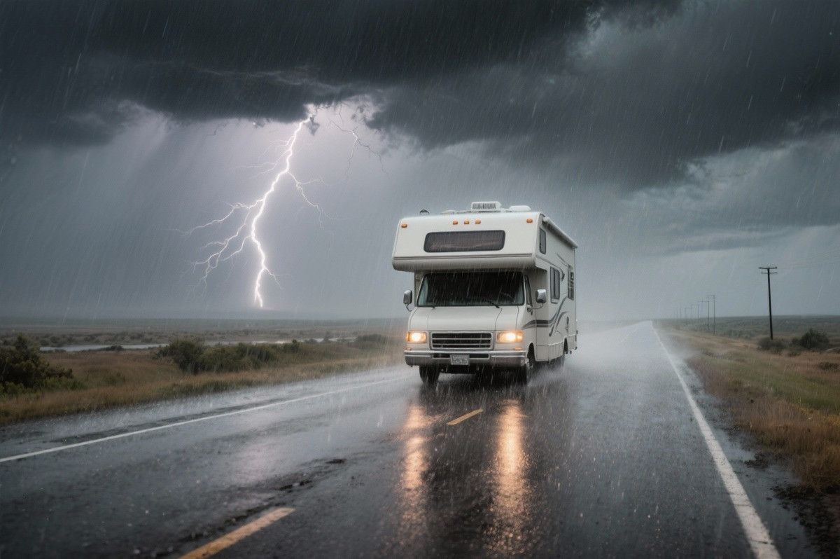 rv driving in the rain