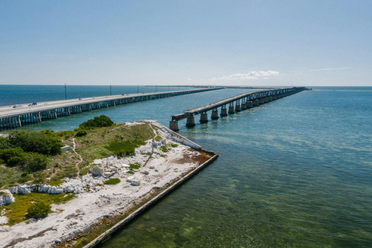 Aerial View of Bridge in Marathon, Florida