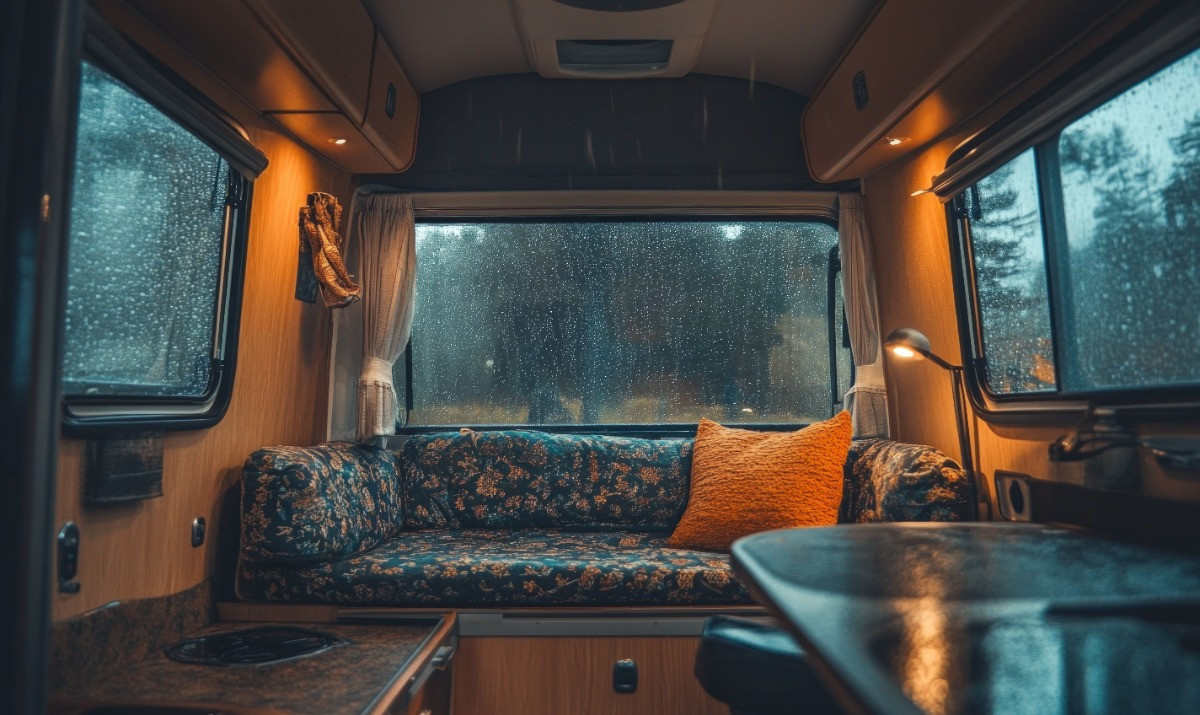 Interior view of the cabin on an RV
